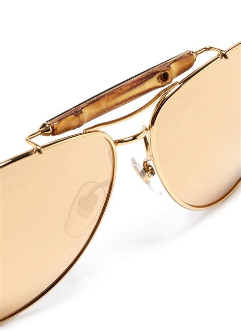 gucci gold plated aviator sunglasses with bamboo|gucci aviator sunglasses men's.